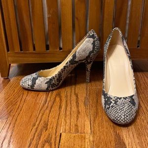 J crew snake skin print heels